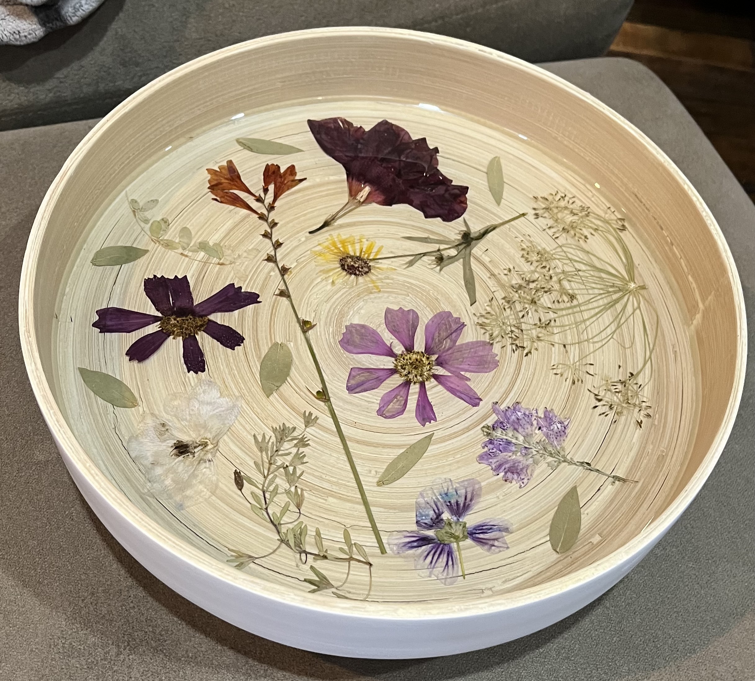 Raised white bamboo tray SOLD